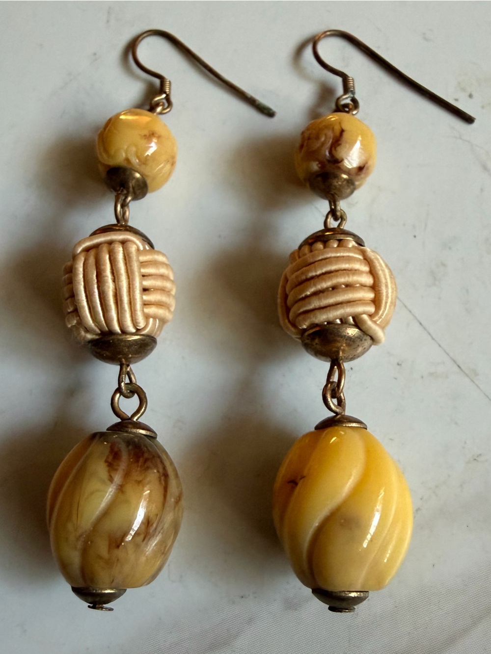 2/$25 Vintage-Inspired Yellow Bead Drop Earrings - Unbranded